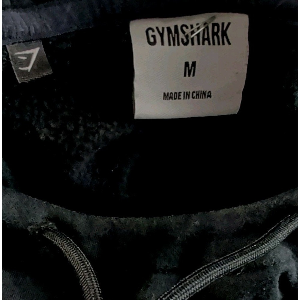 Gymshark Hoodie Mens Medium Black Tape Logo Spellout Sleeves Athletic Gym - Picture 5 of 11